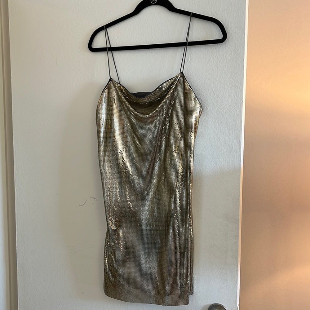 Alice + Olivia Chainmail Dress in Gunmetal